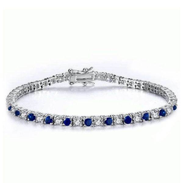 

Italo Blue & White Round Cut Classic Tennis Bracelet For Women