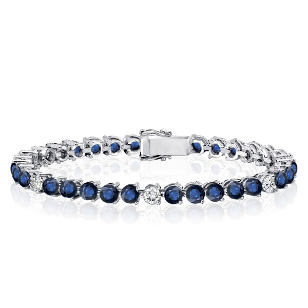 

Italo Blue Round Cut 3 Prong Tennis Bracelet For Women, White