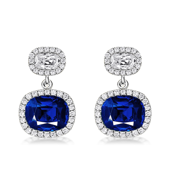 

Italo Blue Cushion Cut Drop Earrings For Women Sliver Earrings, White