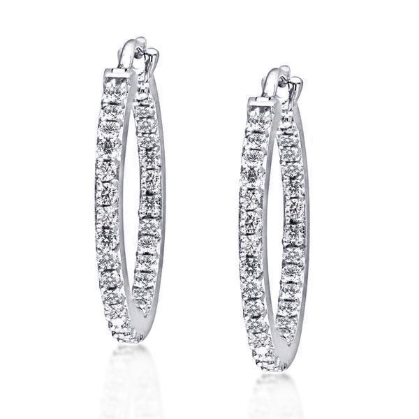 

Classic Round Silver Hoop Earrings For Women, White