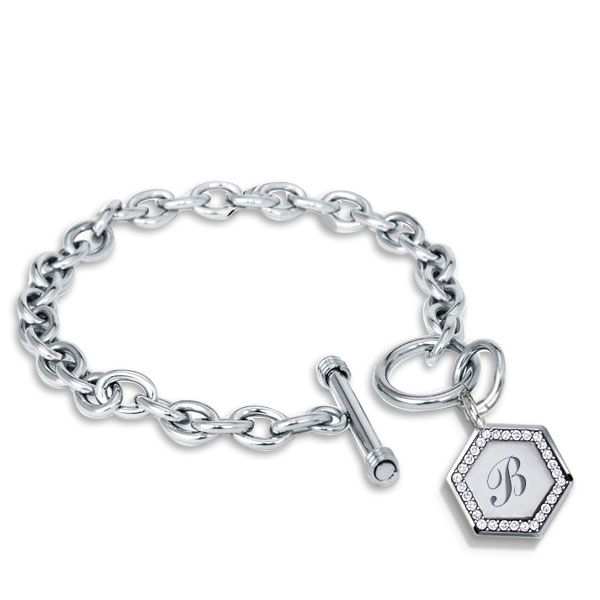 

Italo Hexagon Charm Bracelet Initial Personalized Charm Bracelet, White