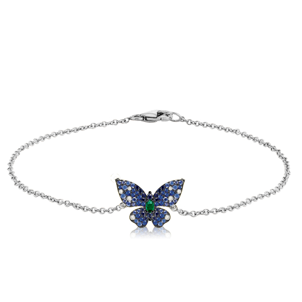 

Dancing Butterfly Blue Sapphire Bracelet For Women, White