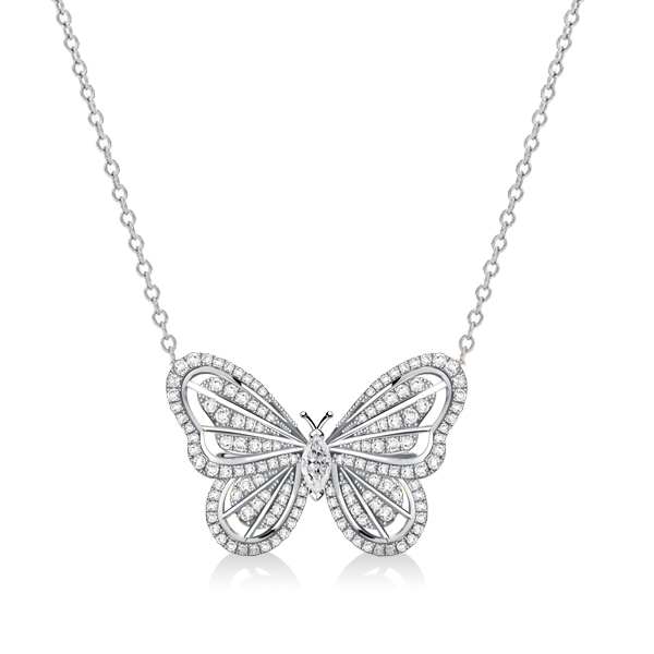 

Dancing Butterfly White Sapphire Pendant Necklace For Women