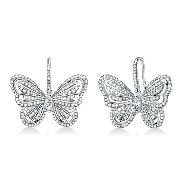 

Italo Dancing Butterfly White Sapphire Drop Earrings For Women