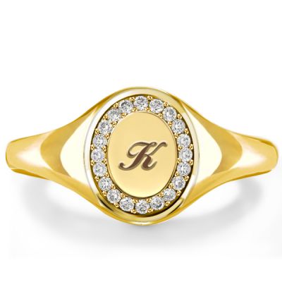 Solid Gold Personalized Monogram Signet Ring