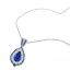 Double Halo Pear Cut Blue Pendant Necklace,Pear Cut Blue Pendant Necklace