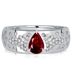 Italo Pear Cut Garnet Ring Flush Setting Ring For Women