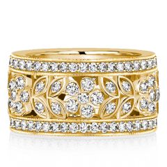 Italo Golden Floral Eternity Band Vintage Wedding Band For Women