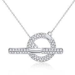 Pave Setting Toggle Necklace In Sterling Silver