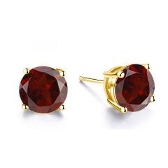 Classic 4 Prong Created Garnet Stud Earrings