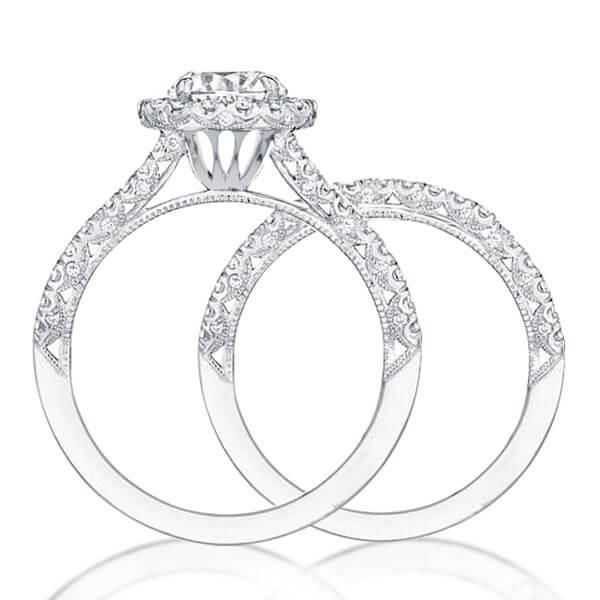 Twisted Pave Halo Engagement Ring