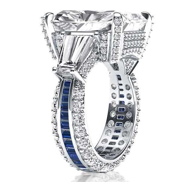 14k Yellow Gold Custom Three Stone White Sapphire And Diamond Fashion Ring  #102877 - Seattle Bellevue | Joseph Jewelry