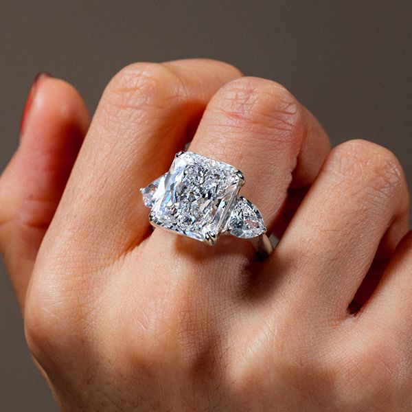 Radiant Cut 3 Stone Baguette Lab-Grown Diamond Engagement Ring
