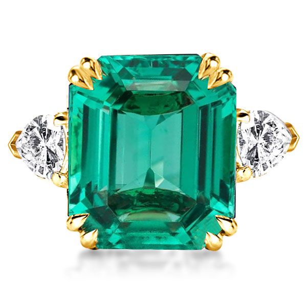 Three Stone Emerald Engagement Ring For Sale | Italo Jewelry