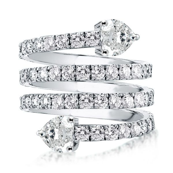 Spiral Diamond Engagement Ring In Platinum