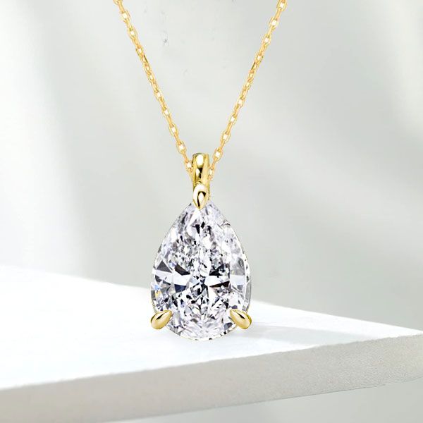 Pear Cut Solitaire Pendant Necklace