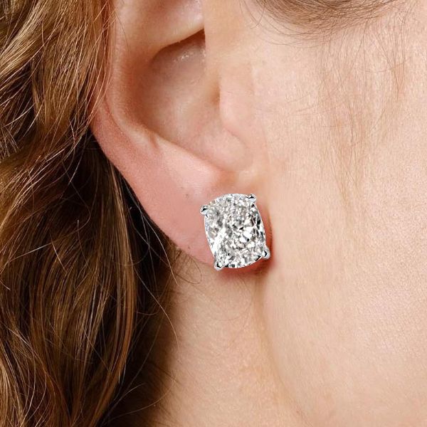 Cushion Cut Stud Earrings For Women