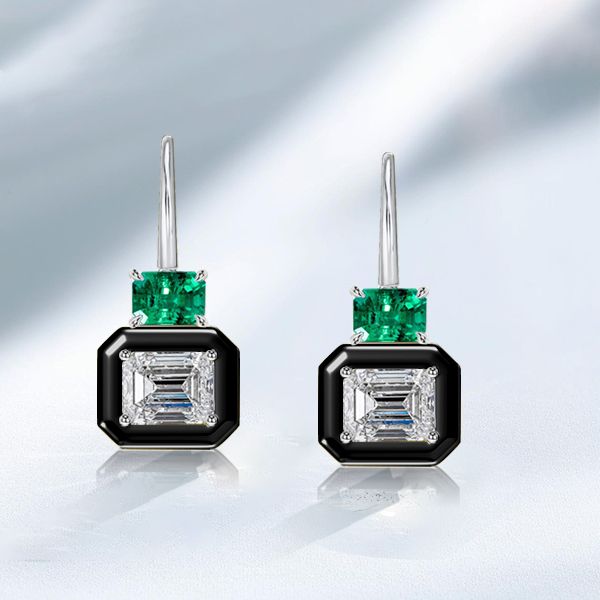 VALLETTA, EMERALD CUT NANO CRYSTAL EMERALD DROP EARRINGS – Dorsey