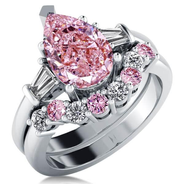 ✨ 925 Silver Plated Pear Cut Pink Romantic Stone store Wedding Ring, WAAL1478