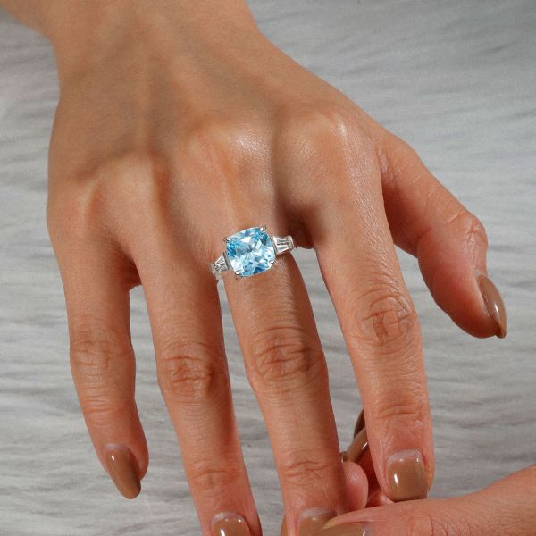 Zales Stackable Expressionsâ„¢ Cushion-Cut Aquamarine Ring in Sterling  Silver | Hamilton Place