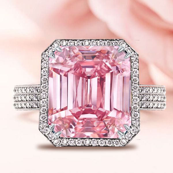 Emerald Cut Pink Sapphire Band