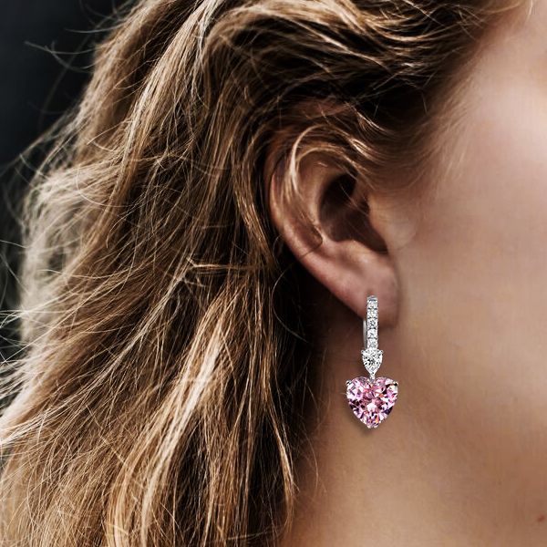 Pink Sapphire Drop Earrings For Women