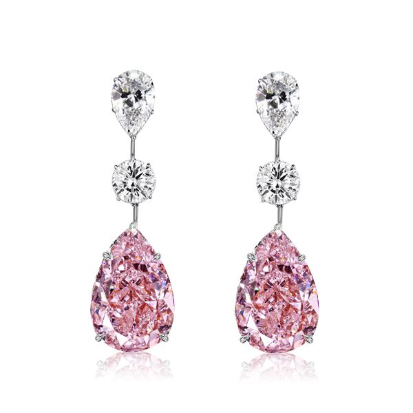 Ladies Pink Sapphire and Diamond Earrings