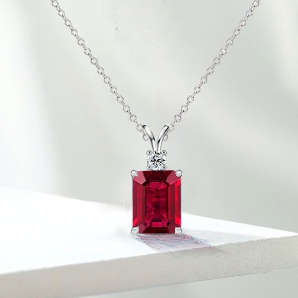 Emerald Ruby Pendant Necklace