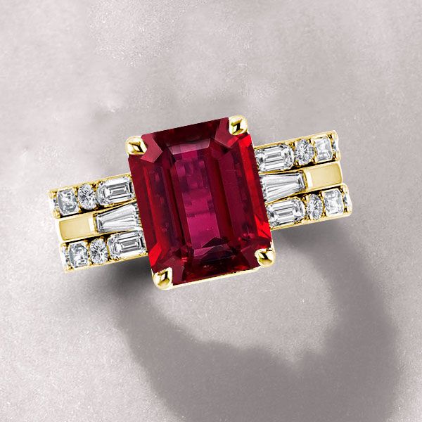 Emerald Cut Ruby Ring