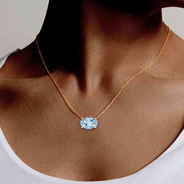 Oval Cut Aquamarine Necklace