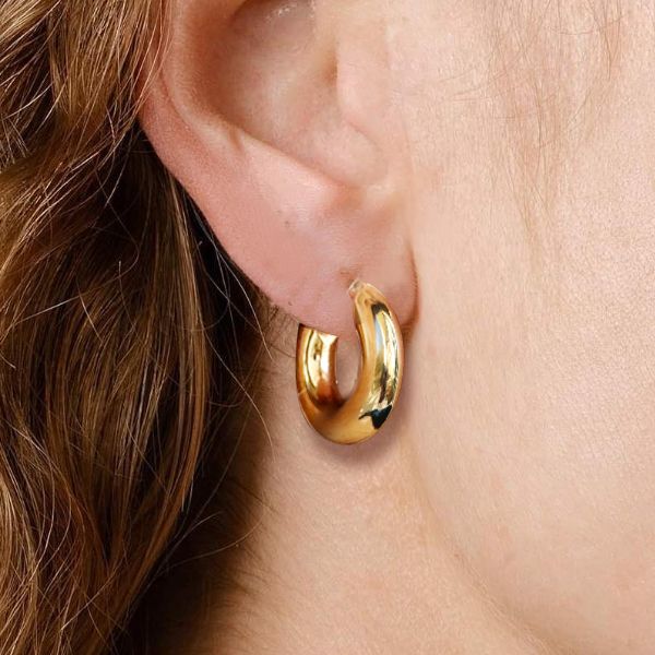 14K Gold Plated Hoop Earrings 6 Pairs Gold Hoop Earrings Set Gold Chunky Hoop  Earrings Gold Hoop Earring Pack Non Tarnish Gold Hoops Hypoallergenic for Women  Ladies Teen Girls, Brass, No Gemstone