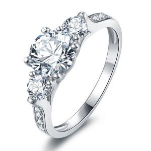 3 Stone White Gold Engagement Ring