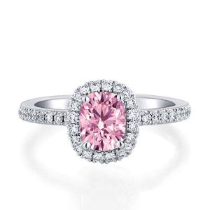 Pink Sapphire Halo Ring