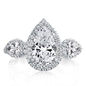 Three Stone Pear Engagement Ring
