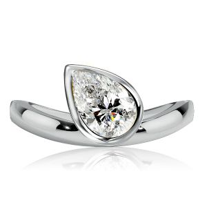 Italo Bezel Setting Pear Cut Solitaire Engagement Ring
