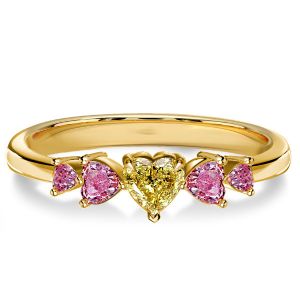 Italo Yellow Topaz Heart Cut Engagement Ring Pink Ring