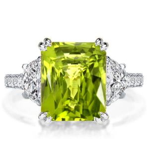 Italo Radiant Cut Peridot Engagement Ring For Women