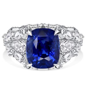 Italo Unique Blue Sapphire Ring Cushion Cut Engagement Rings