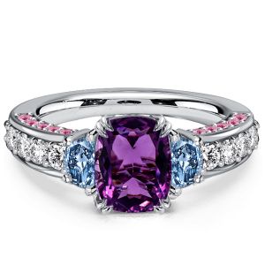 Italo Unique Amethyst Cushion Cut Engagement Rings