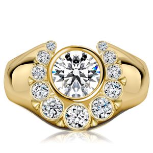 Italo Golden Bezel Setting Round Cut Cocktail Rings For Women