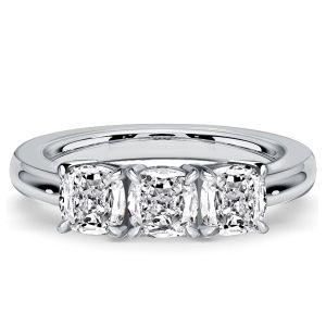 Italo 3 Stone Cushion Cut Engagement Rings Classic