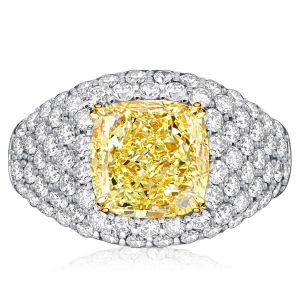 Italo Micro Pave Yellow Topaz Cushion Cut Cocktail Ring