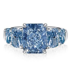 Italo Five Stone Blue Topaz Radiant Cut Wedding Rings