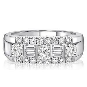 Italo Baguette & Round Cut Vintage Engagement Ring