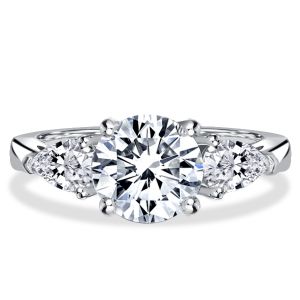 Italo Round Cut Pear Shaped Three Stone Engagement Ring