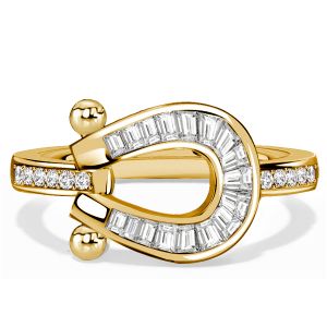 Italo Golden Channel Set Horseshoe Ring Engagement Ring