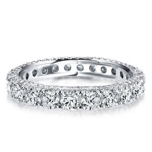 Round Cut Peekaboo Eternity Wedding Band