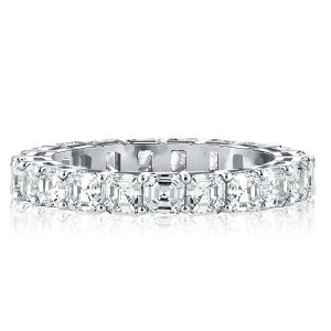 3mm Asscher Cut Eternity Wedding Band For Women In Silver