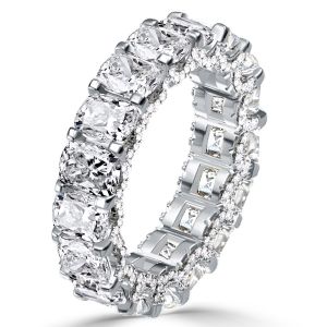 Italo Cushion Cut White Sapphire Eternity Wedding Band