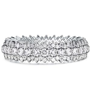 Italo Triple Row Round Cut White Sapphire Wedding Band